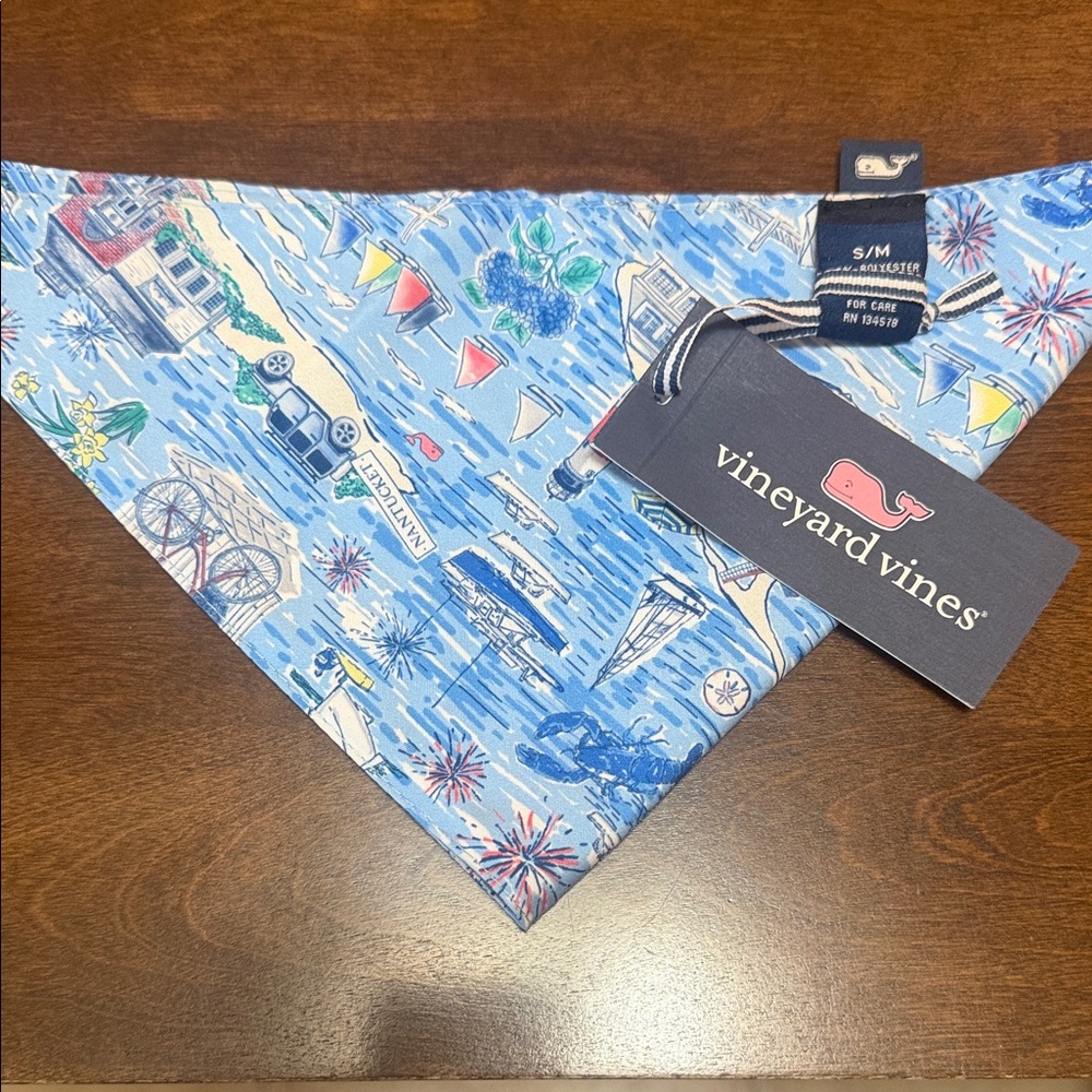 Nantucket Nautical Print Bandana - Blue S/M size - Picture 4 of 4